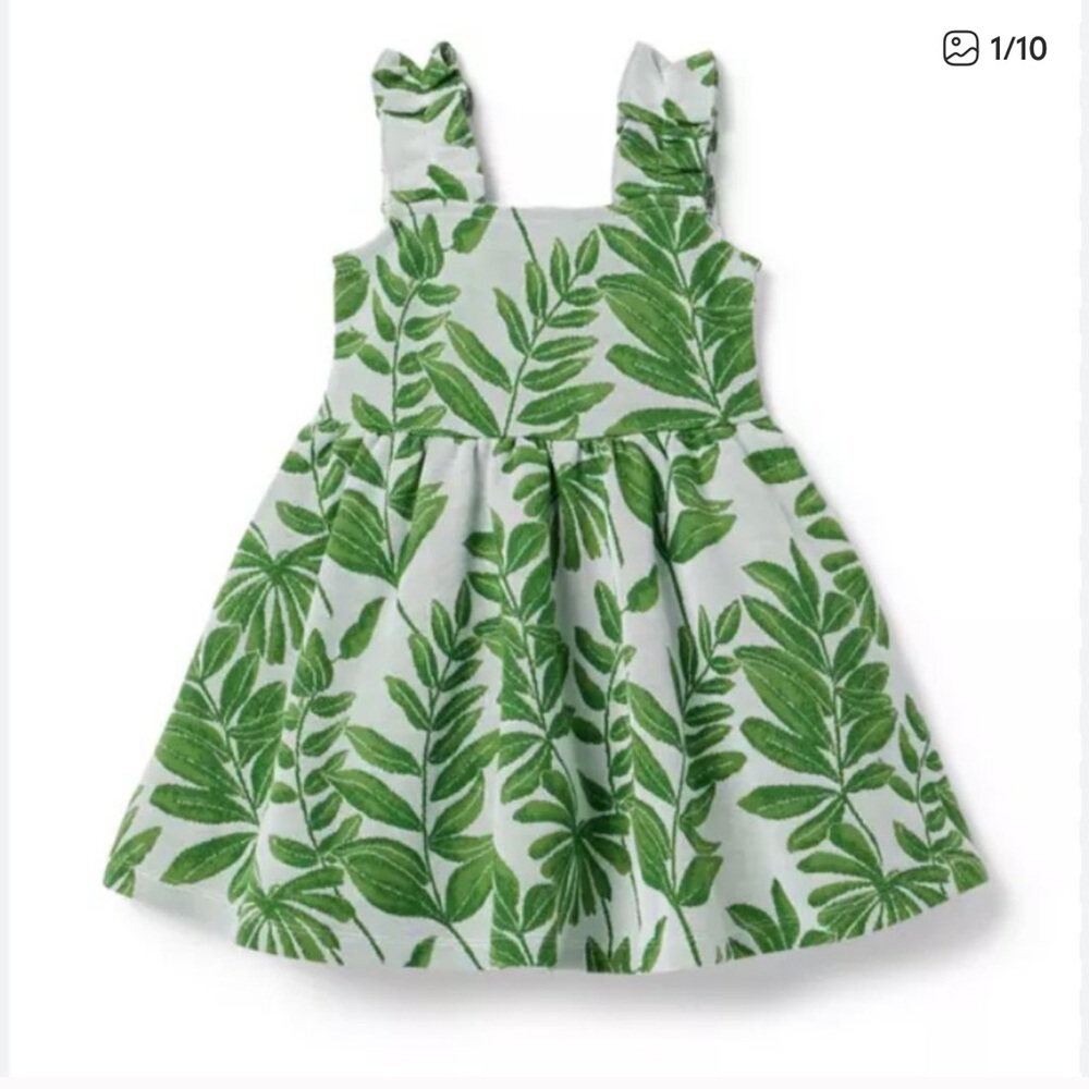 Janie and Jack Greem Palm Jacquard Dress